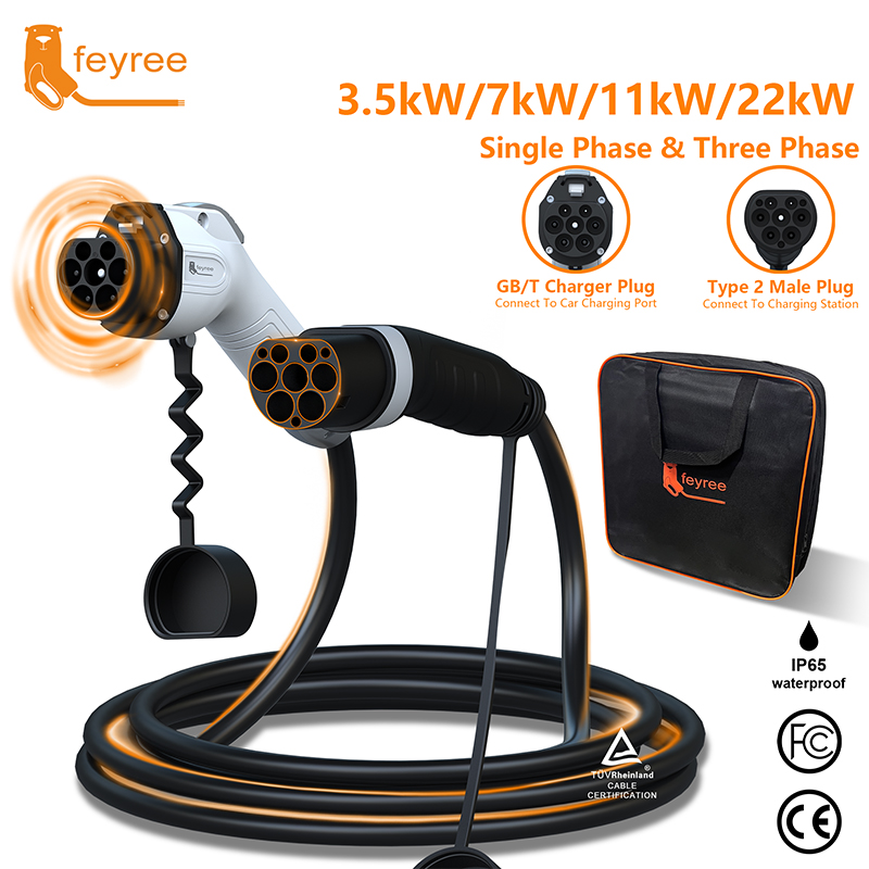 Ev Charger Type 2 22Kw 32A 3 Phase - フェイリーEV充電ケーブル タイプ2オスプラグ - GB/Tソケット 車側 16A